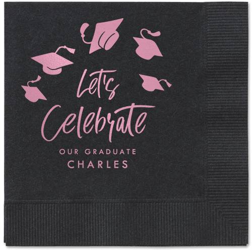 Cap Confetti Napkin, Pink, Black