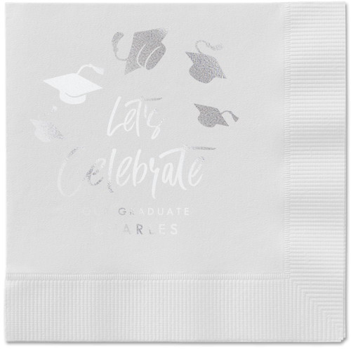 Cap Confetti Napkin, Grey, White