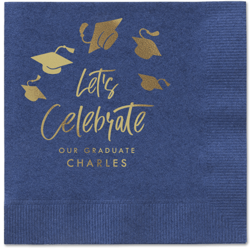 Cap Confetti Napkin, Yellow, Navy