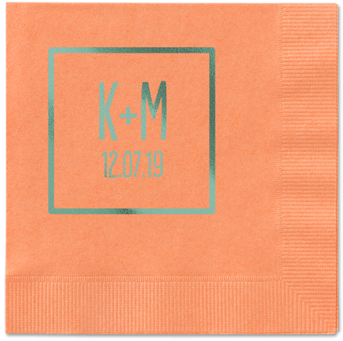 Boxed Bliss Napkins, Green, Coral