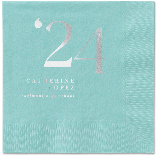 Slanted Style Napkin, Grey, Aqua