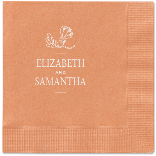 Newlywed Nouveau Napkin, White, Coral, white