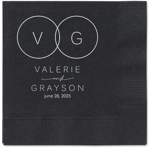 Refined Rings Napkin, White, Black, white