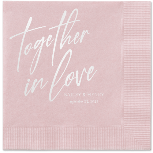 Cursive Captions Napkin, White, Blush, white