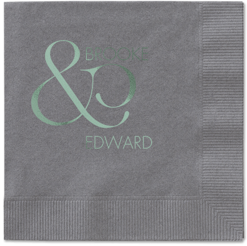 Ampersand Accent Napkin, Green, Pewter
