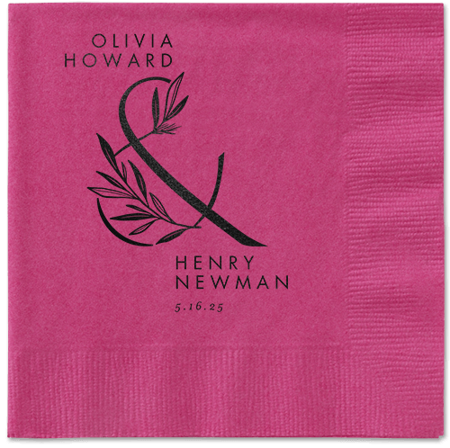 Splendid Spruce Napkin, Black, Magenta