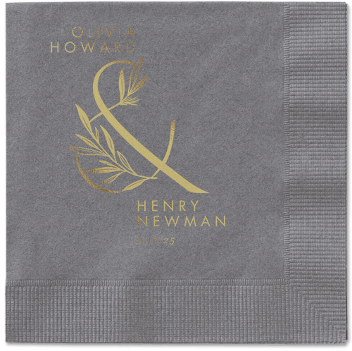 Splendid Spruce Napkin, Yellow, Pewter, gold