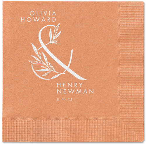 Splendid Spruce Napkin, White, Coral, white