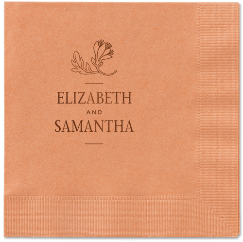 Newlywed Nouveau Napkin, Brown, Coral, mocha