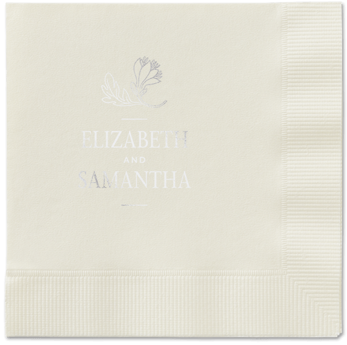 Newlywed Nouveau Napkin, Grey, Ecru, silver