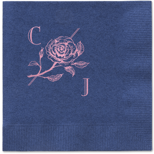 Romantic Rose Napkin, Pink, Navy, blush