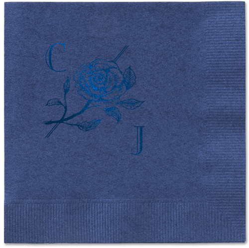 Romantic Rose Napkin, Blue, Navy, midnight