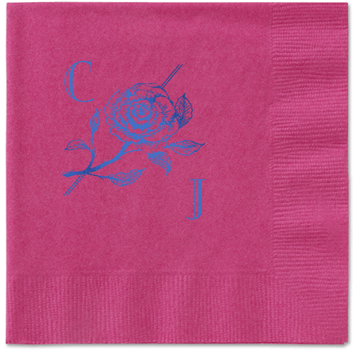 Romantic Rose Napkin, Blue, Magenta