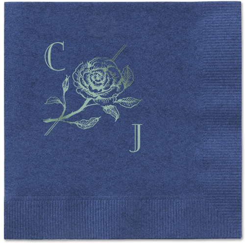 Romantic Rose Napkin, Green, Navy, sage