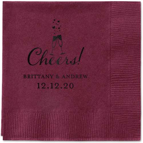 Cherished Cheer Napkins, Black, Berry