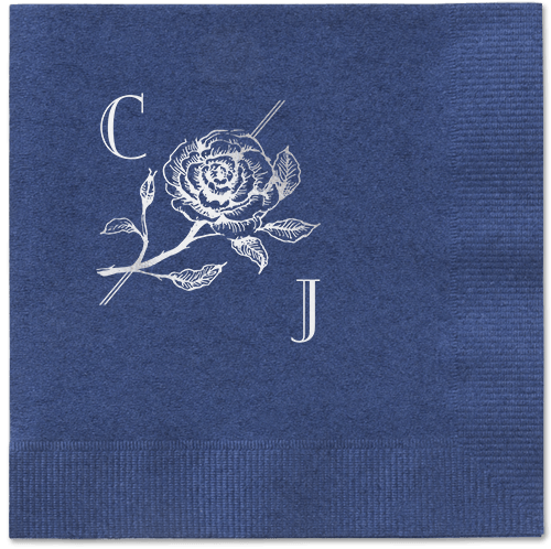 Romantic Rose Napkin, Grey, Navy