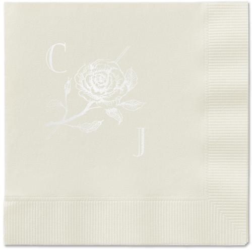 Romantic Rose Napkin, White, Ecru, white