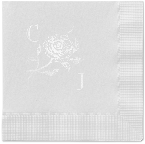 Romantic Rose Napkin, White, White