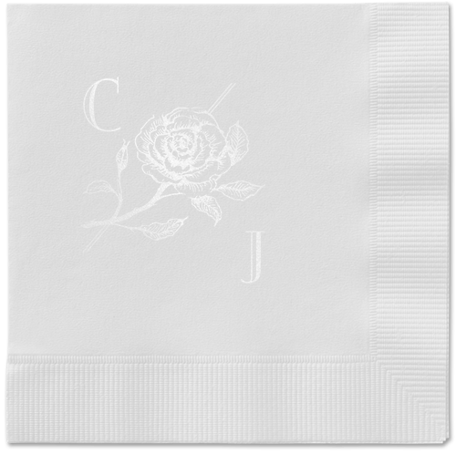 Romantic Rose Napkin, White, White, white