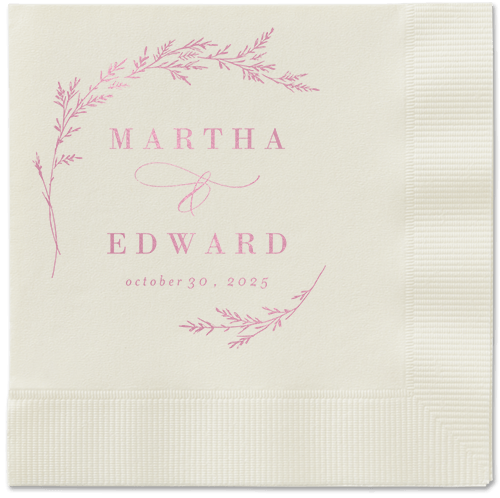 Spectacular Spruce Napkin, Pink, Ecru