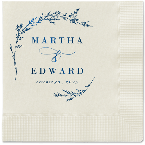 Spectacular Spruce Napkin, Blue, Ecru, midnight