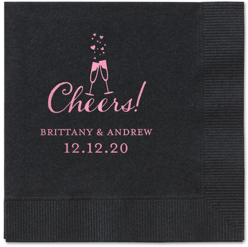 Cherished Cheer Napkins, Pink, Black, Blush