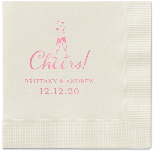 Cherished Cheer Napkins, Pink, Ecru