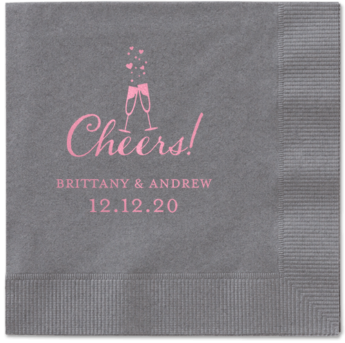 Cherished Cheer Napkins, Pink, Pewter