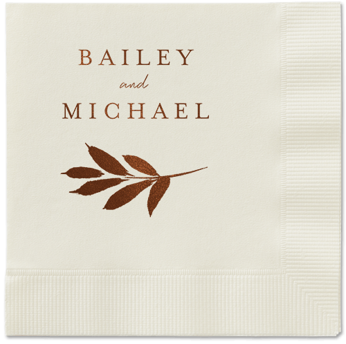 Pressed Leaves Napkin, Brown, Ecru, mocha