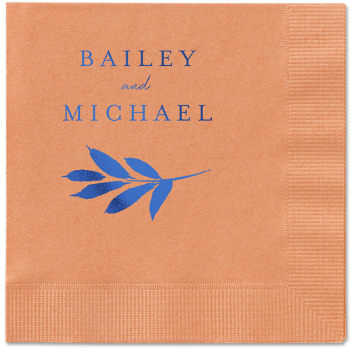 Pressed Leaves Napkin, Blue, Coral, royal