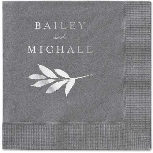 Pressed Leaves Napkin, Grey, Pewter