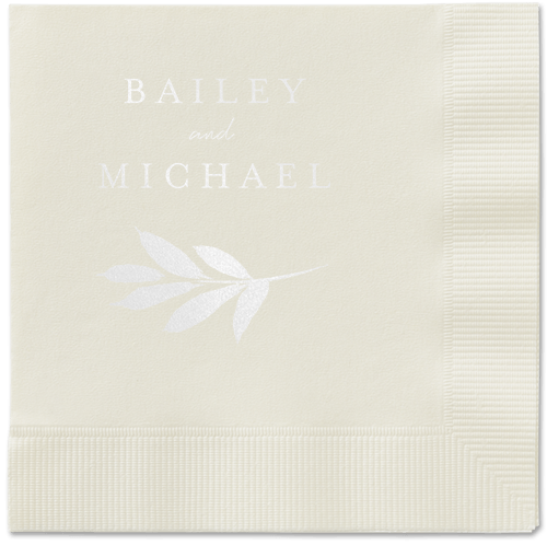 Pressed Leaves Napkin, White, Ecru, white
