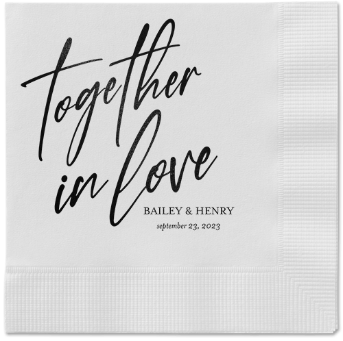 Cursive Captions Napkin, Black, White, black