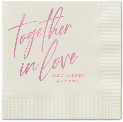 Cursive Captions Napkin, Pink, Ecru, blush