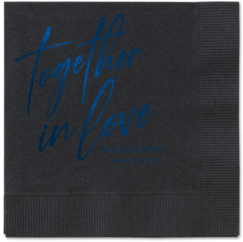 Cursive Captions Napkin, Blue, Black, midnight