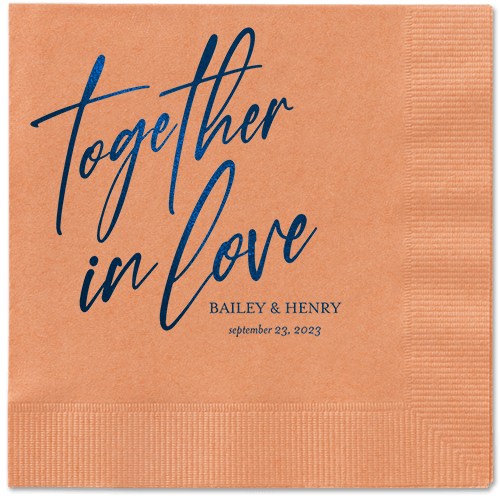 Cursive Captions Napkin, Blue, Coral