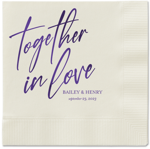 Cursive Captions Napkin, Purple, Ecru, purple