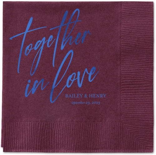 Cursive Captions Napkin, Blue, Berry