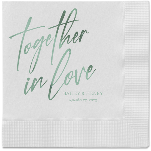 Cursive Captions Napkin, Green, White, sage