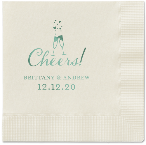Cherished Cheer Napkins, Green, Ecru