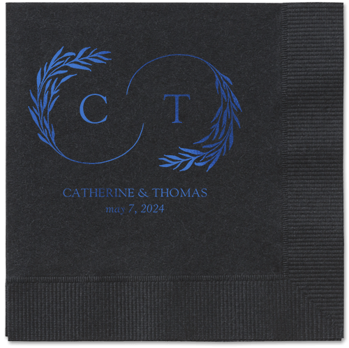 Reflective Rings Napkin, Blue, Black, royal