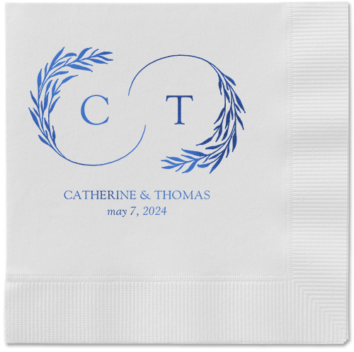 Reflective Rings Napkin, Blue, White