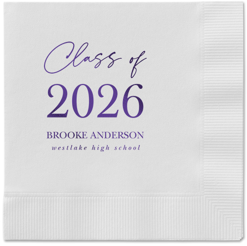 Penmanship Class Napkin, Purple, White, purple