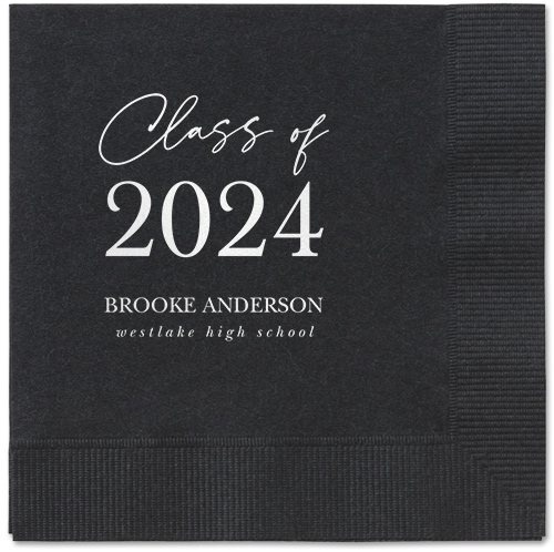 Penmanship Class Napkin, White, Black