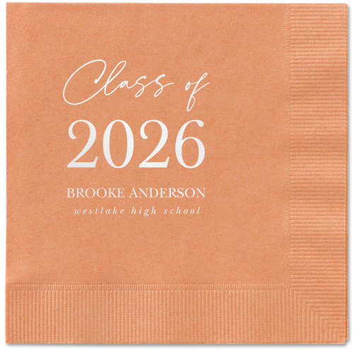 Penmanship Class Napkin, White, Coral, white