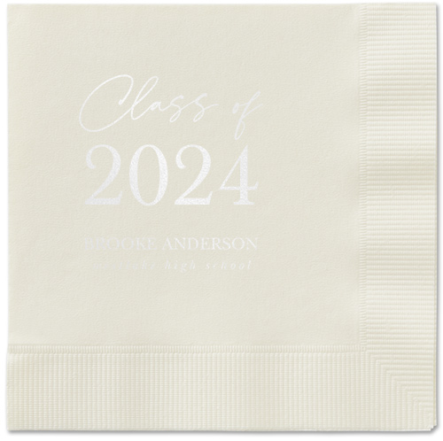 Penmanship Class Napkin, White, Ecru