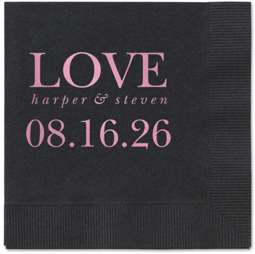 Official Headlines Napkin, Pink, Black, blush