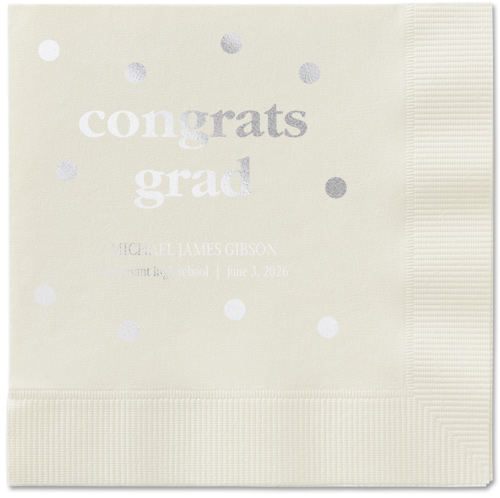 Speckled Blots Napkin, Grey, Ecru, silver
