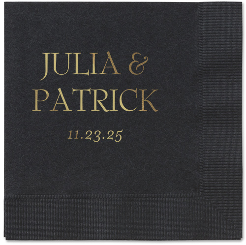 Modern Flow Napkin, Yellow, Black, gold-metallic