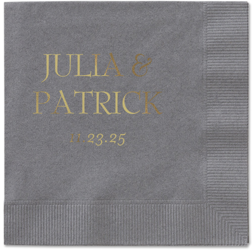 Modern Flow Napkin, Yellow, Pewter, gold-metallic